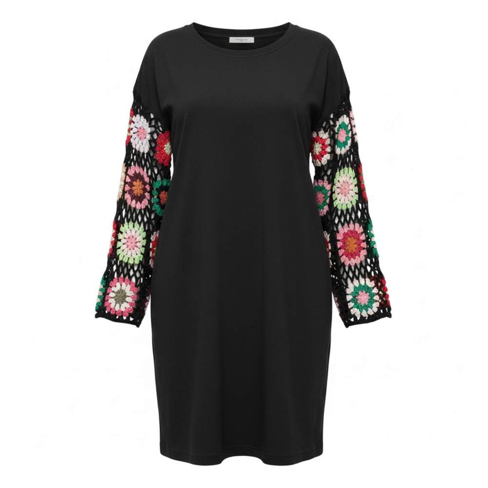NWT Umgee French Terry Dress w/ Granny Square sleeves
